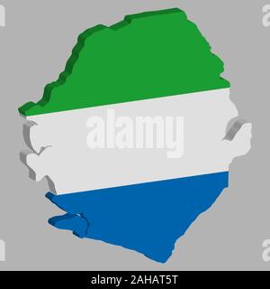 Sierra Leone Map flag Vector 3D Vector illustration eps 10 Stock Vector