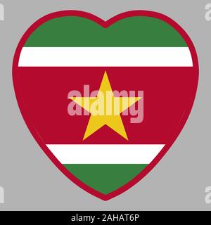 Suriname Flag In Heart Shape Vector illustration eps 10 Stock Vector