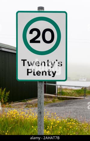 Twenty's Plenty speed limit sign. Stock Photo