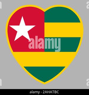 Togo Flag In Heart Shape Vector illustration eps 10 Stock Vector