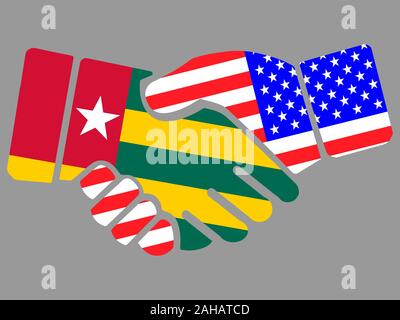 Togo and USA flags Handshake vector Stock Vector