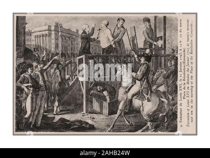 1793 Execution of Louis XVI vintage illustration, in application of the judgment of the former king of France and Navarre and former king of the French by death beheaded by the deputies of the National Convention following his trial , took place the January 21 , 1793 at 10:22 a.m. , in Paris , on the Place de la Révolution (former Place Louis XV , which became Place de la Concorde in 1795). It is a major event of the French Revolution , and more generally of the history of France . Stock Photo