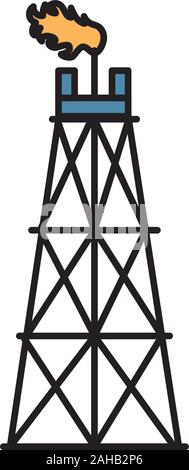 fracking oil rig drilling equipment and truck silhouette vector ...
