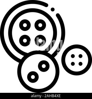 Sewing Buttons Icon Vector Outline Illustration Stock Vector