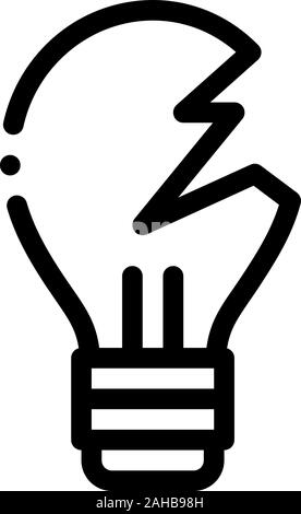 Wrecked Lightbulb Icon Vector Outline Illustration Stock Vector