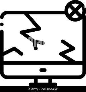 Wrecked Screen Icon Vector Outline Illustration Stock Vector