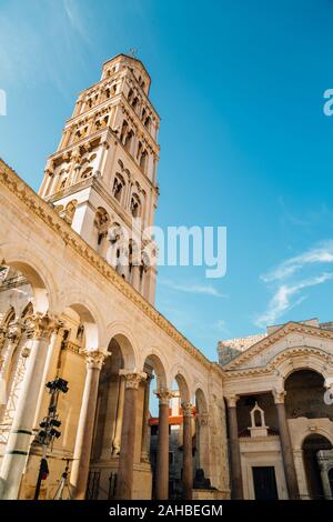 Diocletian's Palace Saint Domnius Cathedral Bell Tower in Split, Croatia Stock Photo