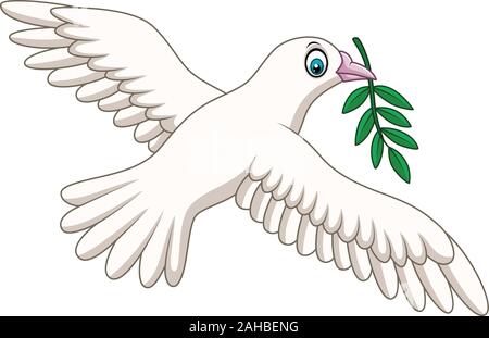Cartoon dove with an olive branch Stock Vector
