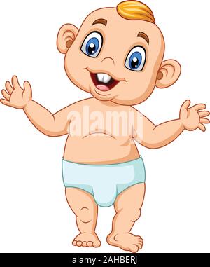 Cartoon baby boy learning to walk Stock Vector