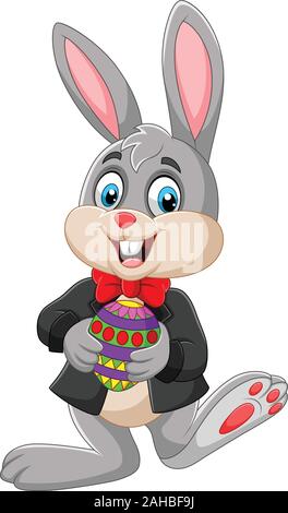Easter Bunny holding Easter egg Stock Vector