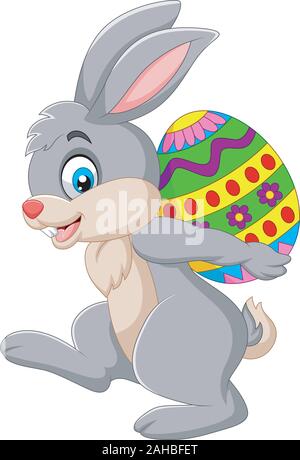 Cartoon rabbit carrying an Easter egg Stock Vector