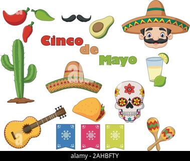 Collection of Cinco de Mayo design elements Stock Vector