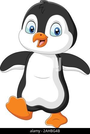 Cute penguin cartoon on white background Stock Vector