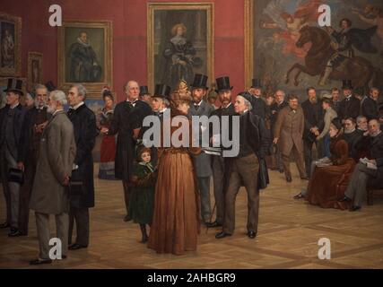 'Visita privada de los antiguos maestros, Royal Academy'. Pintura realizada por Henry Jamyn Brooks (1839-1925), Oleo sobre tela, 1889. Detalle. National Portrait Gallery. Londres. Inglaterra. Stock Photo