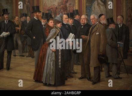 'Visita privada de la exposición de antiguos maestros, Royal Academy, 1888'. Pintura realizada por Henry Jamyn Brooks (1839-1925), Oleo sobre tela, 1889. Detalle. National Portrait Gallery. Londres. Inglaterra. Stock Photo