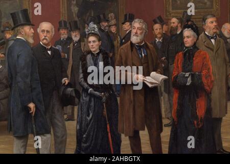 'Visita privada de la exposición de antiguos maestros, Royal Academy, 1888'. Pintura realizada por Henry Jamyn Brooks (1839-1925), Oleo sobre tela, 1889. Detalle. National Portrait Gallery. Londres. Inglaterra. Stock Photo