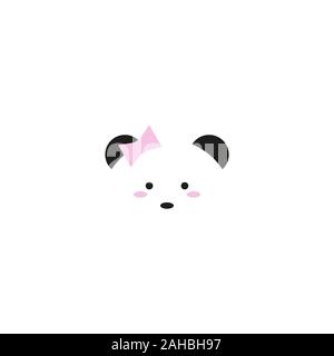 Cute panda face. Vector illustration panda bear . Logo design template. Animal Logotype concept icon. Stock Vector