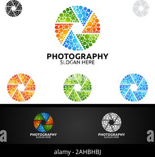 Abstract Camera Photography Logo Icon Vector Design Template Stock Vector