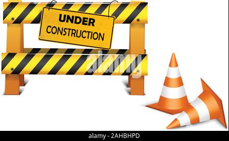 Under construction barrier over white background. Vector illustration Stock Vector