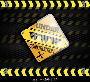 Under construction sign on background black Stock Vector