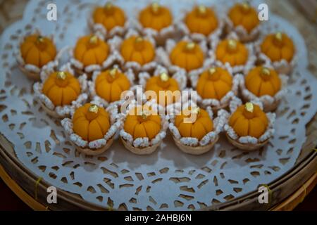 Elegantly beautiful Thai Desserts Khanom Wan Thai serving in a