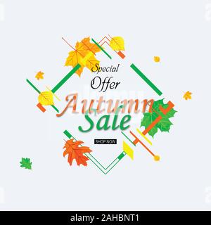 Autumn Sale Vector Banner Design with Text and discount promo design Stock Vector
