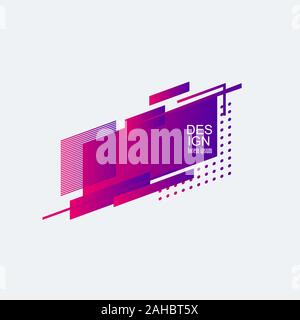 Rectangular geometric badges. Trendy frame, minimal design and abstract gradients frames template layout background vector set stock illustration Stock Vector