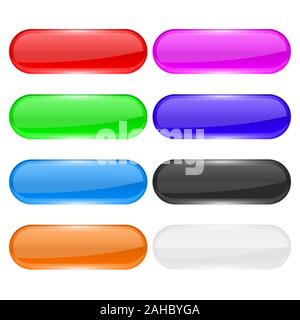 Web buttons. Colored shiny oval icons Stock Vector