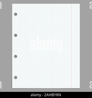 Sheet from a notebook with holes. Lined paper Stock Vector