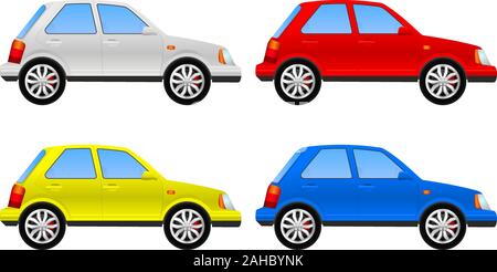 Car. Side view. Set of colored vehicles Stock Vector