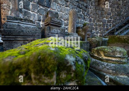 VULCI, ITALY - DECEMBER 26, 2019: archaeological finds of the Etruscan era in the park of Vulci, an ancient Etruscan city in the territory of Canino a Stock Photo