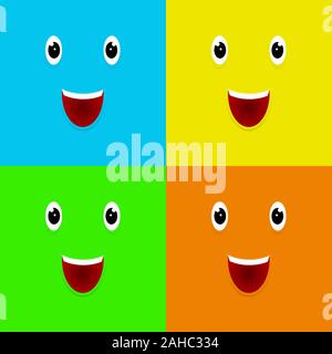 https://l450v.alamy.com/450v/2ahc334/comic-with-smiley-face-on-blue-green-yellow-orange-background-2ahc334.jpg