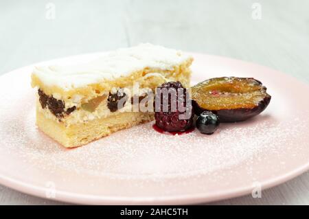 Cottage cheese cake with wild fruits Stock Photo