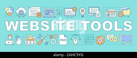 Website tools word concepts banner. Presentation. Isolated lettering typography idea with linear icons. Computing. Graphic design. Web page builder. W Stock Vector