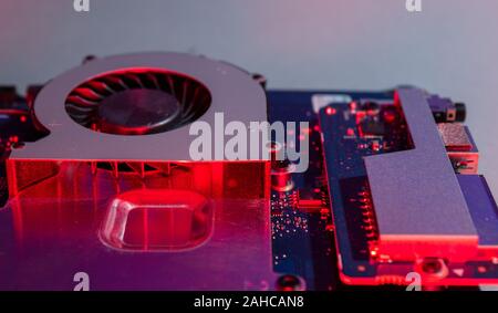 Metal disassemblies of a motherboard Stock Photo