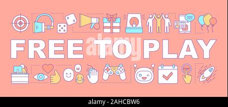 Free to play word concepts banner. Presentation, website. Free to strat. Digital entertainment. Play games. Isolated lettering typography idea with li Stock Vector