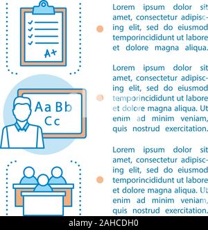 Language learning article page vector template. Speaking club. Language courses, school. Tutor, teacher, native speaker. Brochure, magazine, booklet d Stock Vector