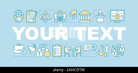 Corporate environment word concepts banner. Communication, public speaking skills. Negotiations. Your text here. Isolated lettering typography idea wi Stock Vector