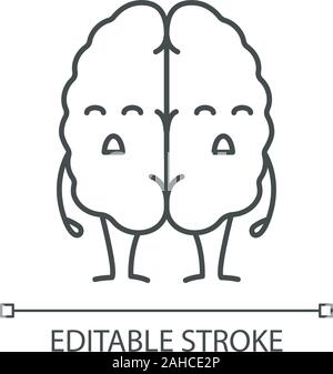 Smiling human internal organs characters linear icons set. Thin line contour symbols. Happy tongue, brain, spleen, kidneys. Isolated vector outline il Stock Vector