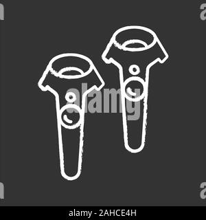 VR wireless controllers chalk icon. Virtual reality gamepad. VR game console, remote control. Isolated vector chalkboard illustration Stock Vector