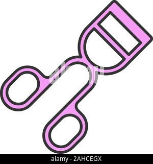 Eyelash curler color icon. Makeup tool. Lash care. False eyelashes curling clip. Isolated vector illustration Stock Vector