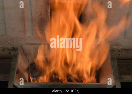 Wood Pellets In The Fire On Fire Stock Photo 237562549 Alamy