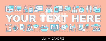 Foreign language learning word concepts banner. Your text here. Language, courses, school, lessons. Isolated lettering typography idea with linear ico Stock Vector