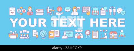 Language school word concepts banner. Your text here. Isolated lettering typography idea with linear icons. Foreign language courses for kids and adul Stock Vector