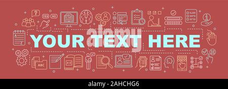 Language test word concepts banner. Your text here. Isolated lettering typography idea with linear icons. Online learning courses, education. Foreign Stock Vector