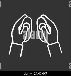 VR wireless controller chalk icon. Hands holding virtual reality gamepad. VR game console, remote control. Isolated vector chalkboard illustration Stock Vector