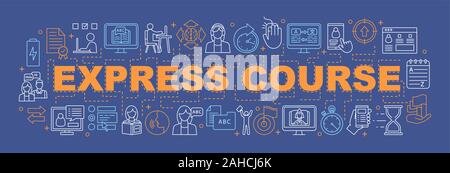 Online language course word concept banner. Presentation, website. Start learning for beginners. Isolated lettering typography. Express foreign langua Stock Vector