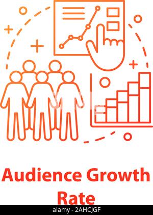 Audience growth rate concept icon. SMM metrics, tools. Customer atraction. Social media measurement and analytics idea thin line illustration. Vector Stock Vector