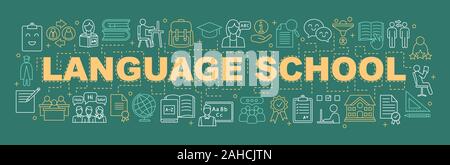 Language school word concepts banner. Educational program. Foreign ...