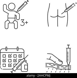 Intramuscular injection linear icon. Thin line illustration. Buttock ...